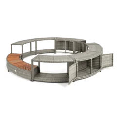 ENTOURAGE ROTIN GRIS SPA GONFLABLE Diam. 180cm -Magasin Piscine entourage rotin gris spa gonflable diam 180cm 2