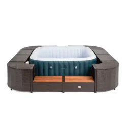 ENTOURAGE ROTIN MARRON SPA GONFLABLE 188x188cm -Magasin Piscine entourage rotin marron spa gonflable 188x188cm 2