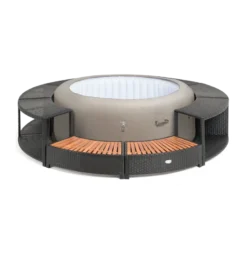 ENTOURAGE ROTIN NOIR SPA GONFLABLE Diam. 200cm -Magasin Piscine entourage rotin noir spa gonflable diam 200cm 3